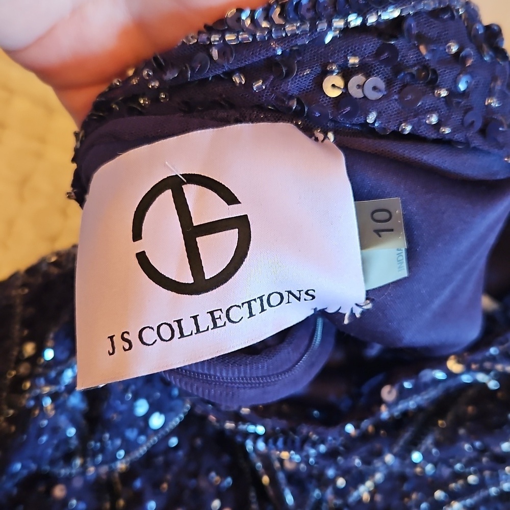 JS Collections Navy Beaded Mini Dress - Picture 6 of 7
